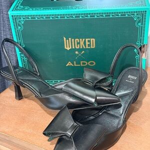 Aldo x Wicked Black Slingback Heels with Bow